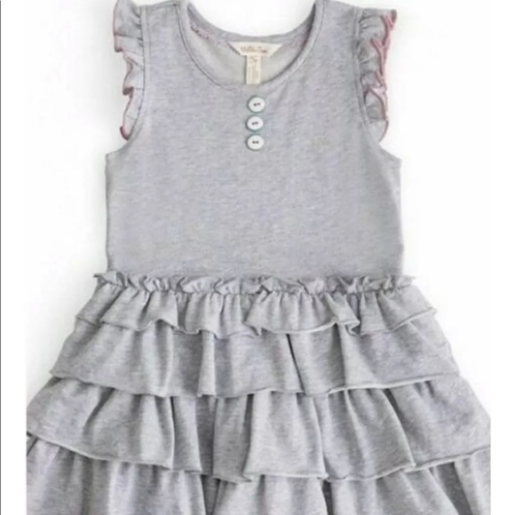 Matilda Jane Size 4T Knit Gray Ruffle Tulle Dress - Picture 3 of 5